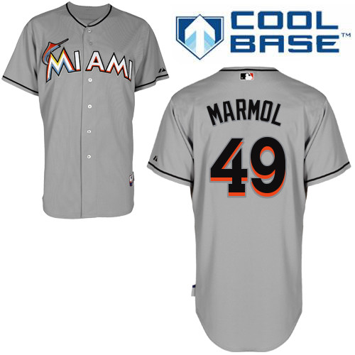 Carlos Marmol #49 Youth Baseball Jersey-Miami Marlins Authentic Road Gray Cool Base MLB Jersey